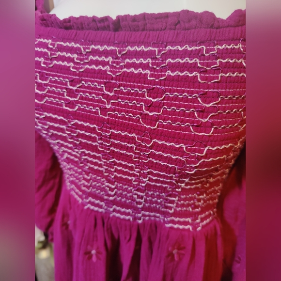 Shy Velvet Women's Summer Dress - Long Sleeve Square Neck Embroidered maxi dress - Picture 6 of 8